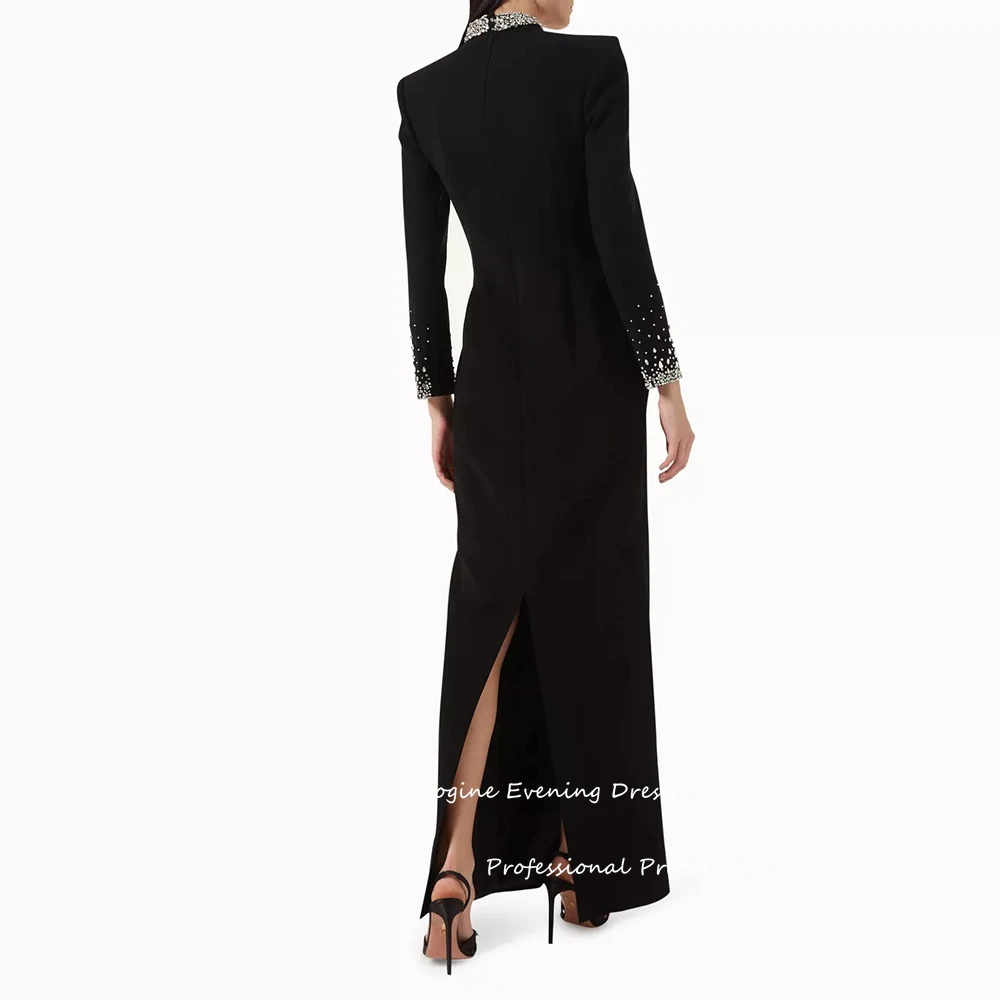 High Neck Crepe Prom Dresses 2025 for Women Formal Occasion فساتين سهرة Long Sleeve Wedding Party Dress with Pads Inside