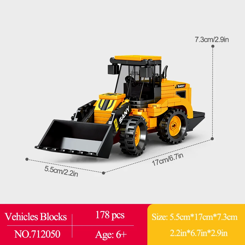 4 Styles City Engineering Vehicles Building Blocks Wheel Loader Excavator Crane Construction Model Mini Bricks Toys For Kids