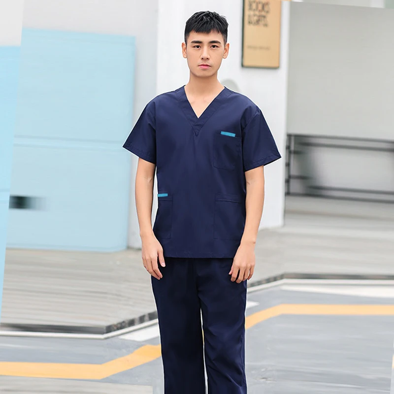 

Plug Size Nursing Scrub Suit Men Medical Uniforms Cotton Scrub Shirt Veterinary Workwear Hospital Doctor Costume Hospital Pants