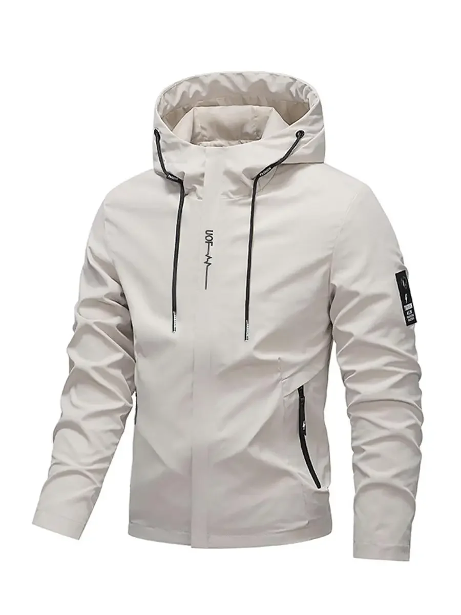 Men's Waterproof Softshell Jacket Spring Autumn Zip Up Hooded Windbreaker Lightweight Hiking Camping Outdoor Coat Activewear Wea
