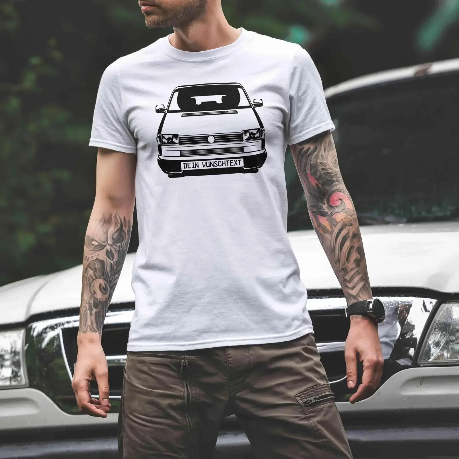 T Shirt T4 customizable with your desired text Type 7D 70 Multivan Caravelle Transporter gift for petrolheads vintage Washed