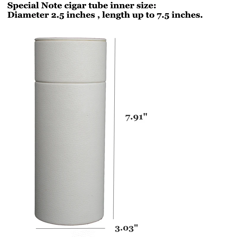 White Cigar Case Leather Cedar Wood Lined Tube Mini Humidor C Logo Tobacco Box with Long Humidifier Hygrometer Best Men's Gift