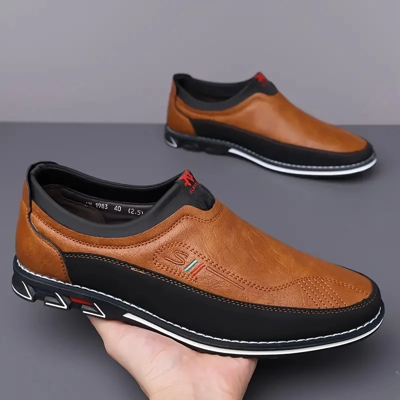 Modische, bequeme Herren-Slipper, rutschfeste, weiche Sohle, Freizeitschuhe, Leder-Slipper-Stiefel-1983 – Detail 6