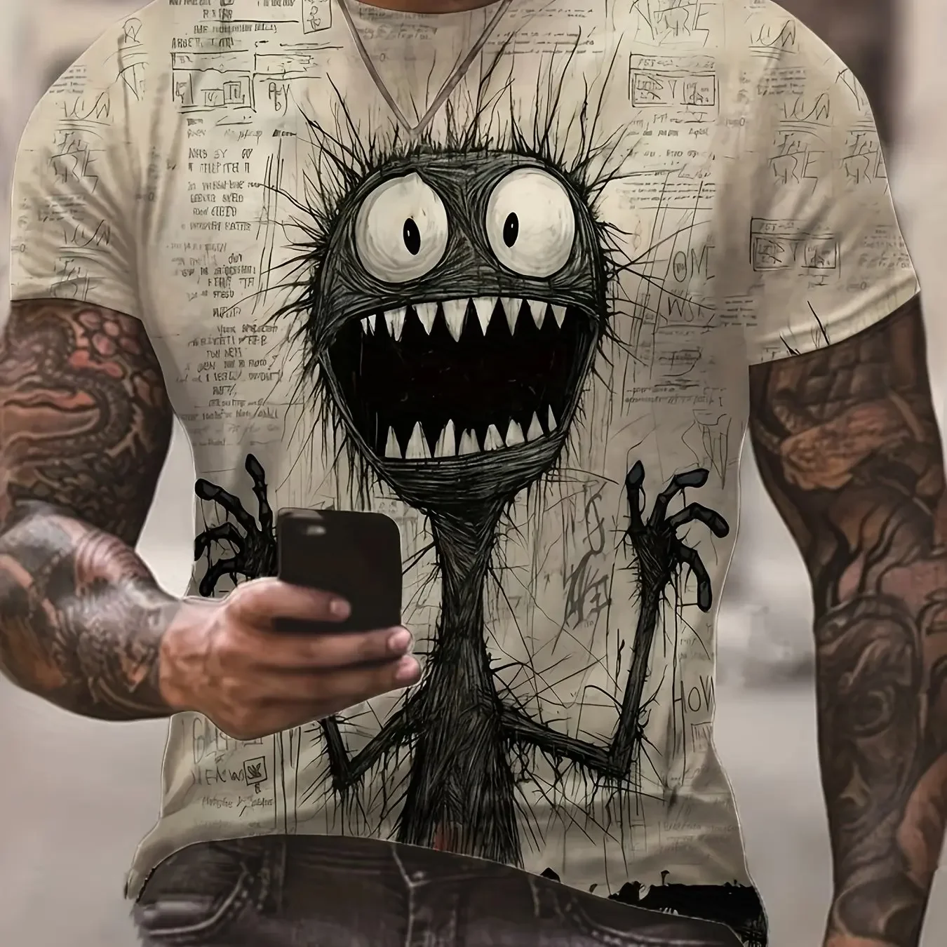 Funny Angry Rat Pattern Men's Novelty 3D Short Sleeve Fashion Neck Oversized Tshirt Casual Tee Tops Clothing