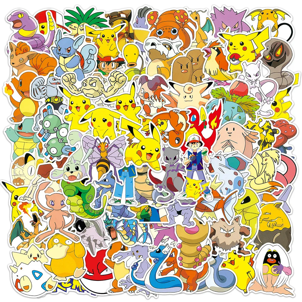 

10/30/50/80pcs Pokemon Pikachu Stickers Anime Cartoon Graffiti Decals DIY Phone Notebook Suitcase Kids Classic Toy Cool Sticker