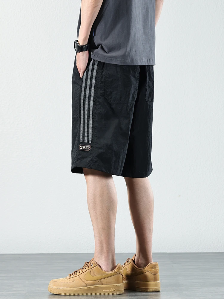 

Мужские спортивные брюки в полоску, тонкие летние повседневные брюки Qui Dry, свободный крой, прямые брюки, дышащие, удобные, моющиеся