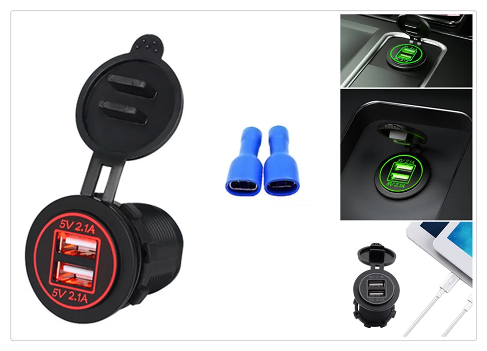 4.2A car accessories charger universal 2 port USB with LED indicator for Fiat Fiorino 595 500 500S Toro Fullback Aegea