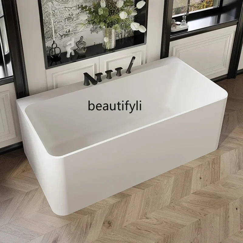 

saturated resin artificial stone bathtub household three skirt independent wall bath