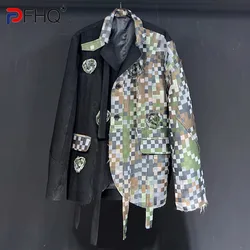 PFHQ Camouflage Plaid Handmade Floral Suit Jackets Men's Tide Loose Casual Haute Quality Button Pockets Blazers Spring 21Z4280