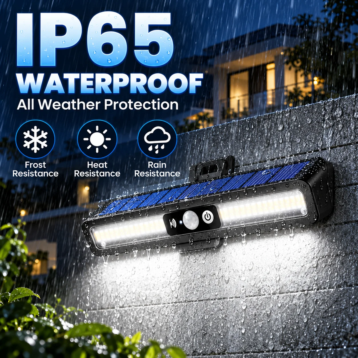 Solar Security Light Dusk To Dawn Auto On/Off 1200mAh Lithium Battery 6H Fast Charging Frost Heat Resistant Outdoor Wall Lamp