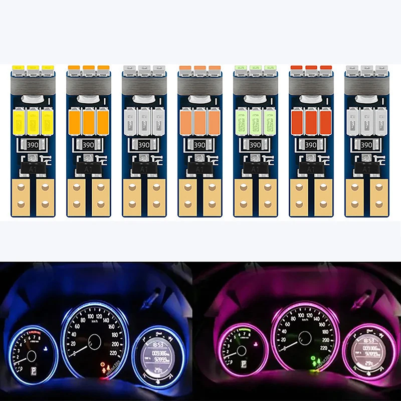 10 قطعة لمبات LED مشرقة T5 W3W W1.2W 70 73 74 مصابيح قياس لوحة القيادة التلقائية مؤشر تحذير السيارة أداة مصابيح ضوء العنقودية