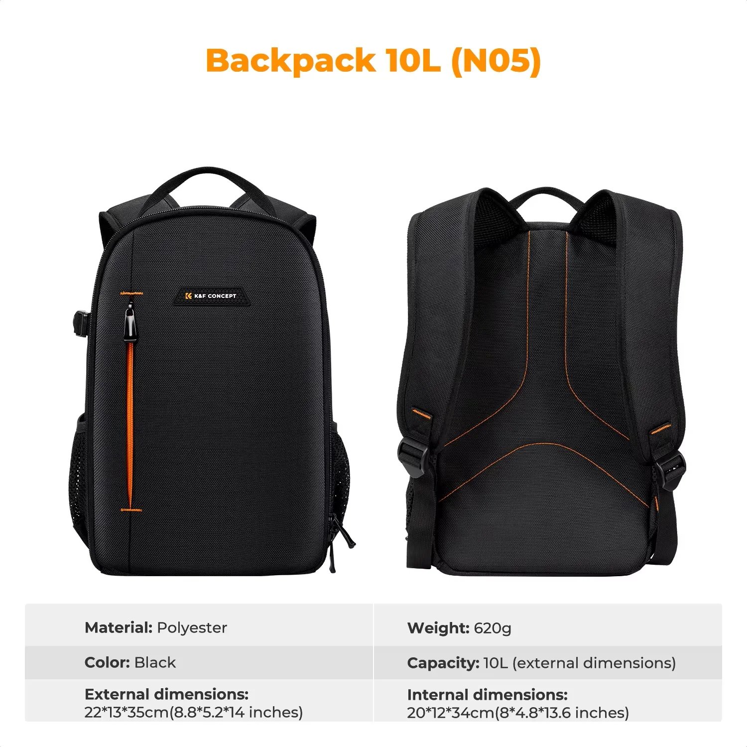 K&F CONCEPT 18L/10L Photography Camera Backpack Lightweight Waterproof Travel Camera Bag for Dslr Camera Canon Nikon Sony Laptop