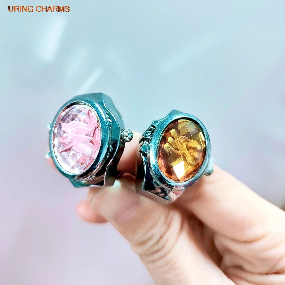 

Винтажные эллиптические овальные красочные часы на палец из нержавеющей стали, итальянские очаровательные звенья, ретро часы, римские кварцевые женские часы, кольцо, ювелирные изделия