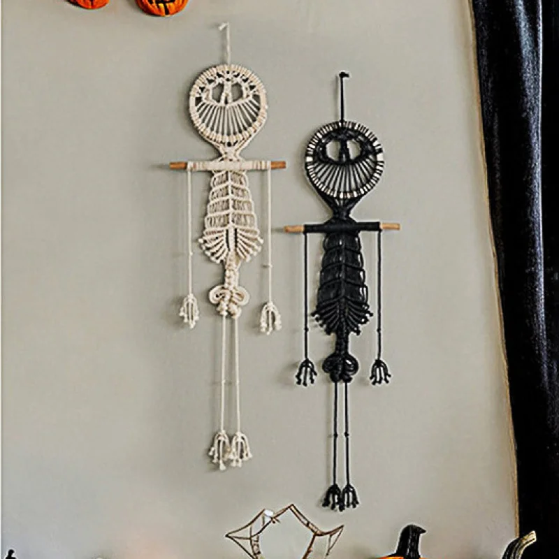 

New Christmas decoration handmade woven tapestry Skull Pendant Halloween Wall Decoration Home Decor Wall Hanging