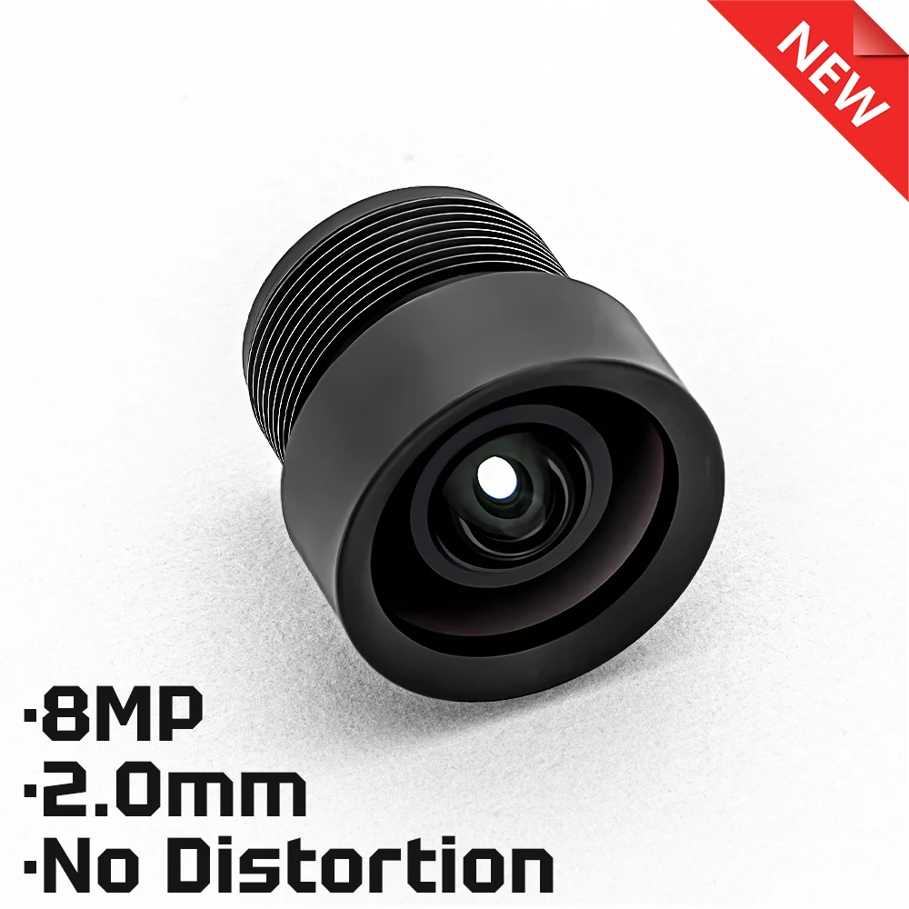 Obiektyw kamery CCTV HD 8MP 2.0mm bez zniekształceń, przysłona F2.0, format 1/2.8 cala, z filtrem 650nm do kamer monitoringu.