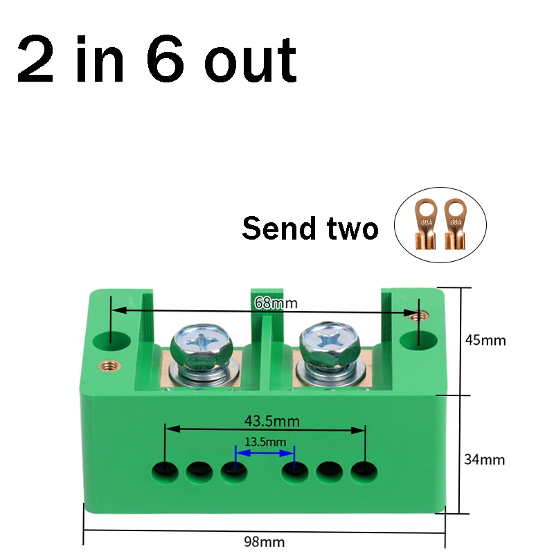 Single Phase 2-in 4 6 / 8 / 12 Outgoing Terminal Household Distribution Box Junction Box Terminal Block 220 V