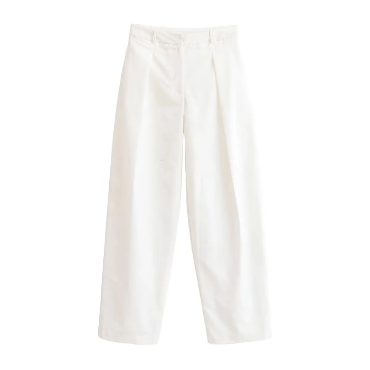 Fashionable Pleated Long Trousers Women's Organic Cotton High Waist Straight Leg Pants Cross-Border Style Casual Summer Pants