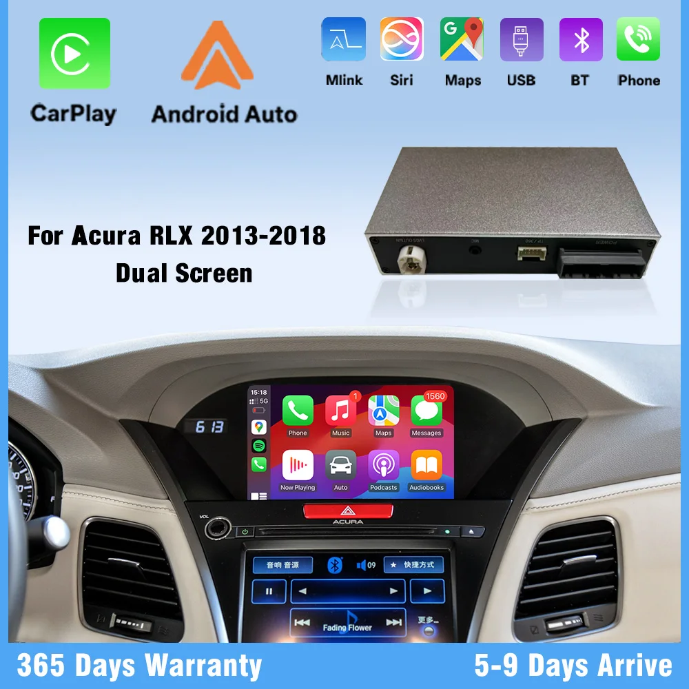 

CarPlay Adapter for Acura Acura TLX 2015-2019 Support Wireless Android Auto Backup Camera Mirroring DSP Navi Plug Play No Delay