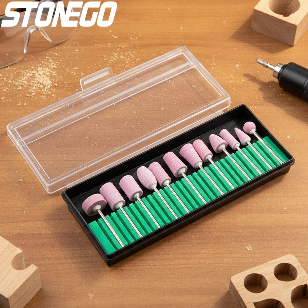 12 punte per trapano elettrico per manicure, set di testine per lucidatura delle unghie al quarzo, strumenti per pedicure, lime per unghie perfette