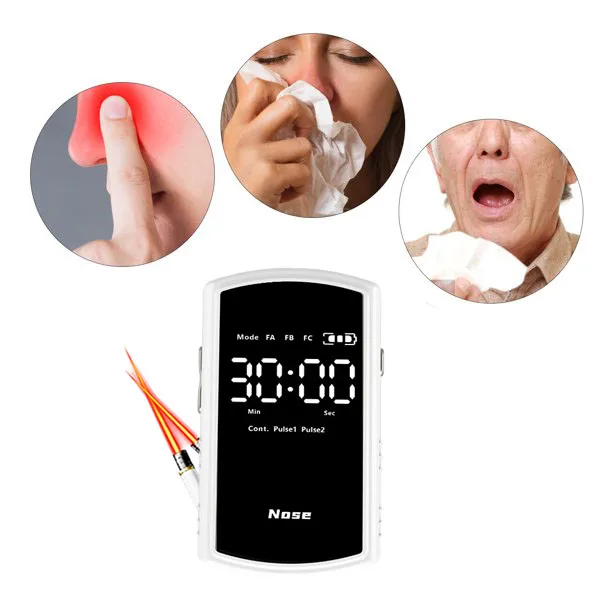 

810nm GaAlAs Laser Therapy for Rhinitis Sinusitis with Red Light Nasal Treatment 20MW Output Tempered Glass Lens Portable Design