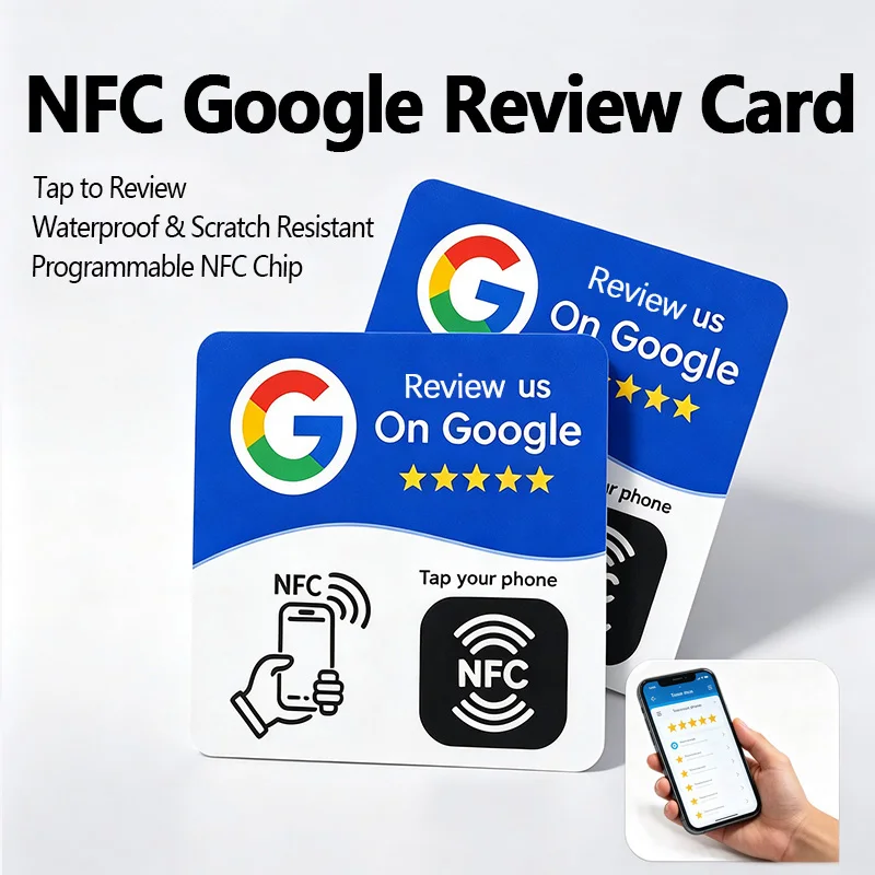 Card NFC Recensioni Google — Programmabile, Impermeabile