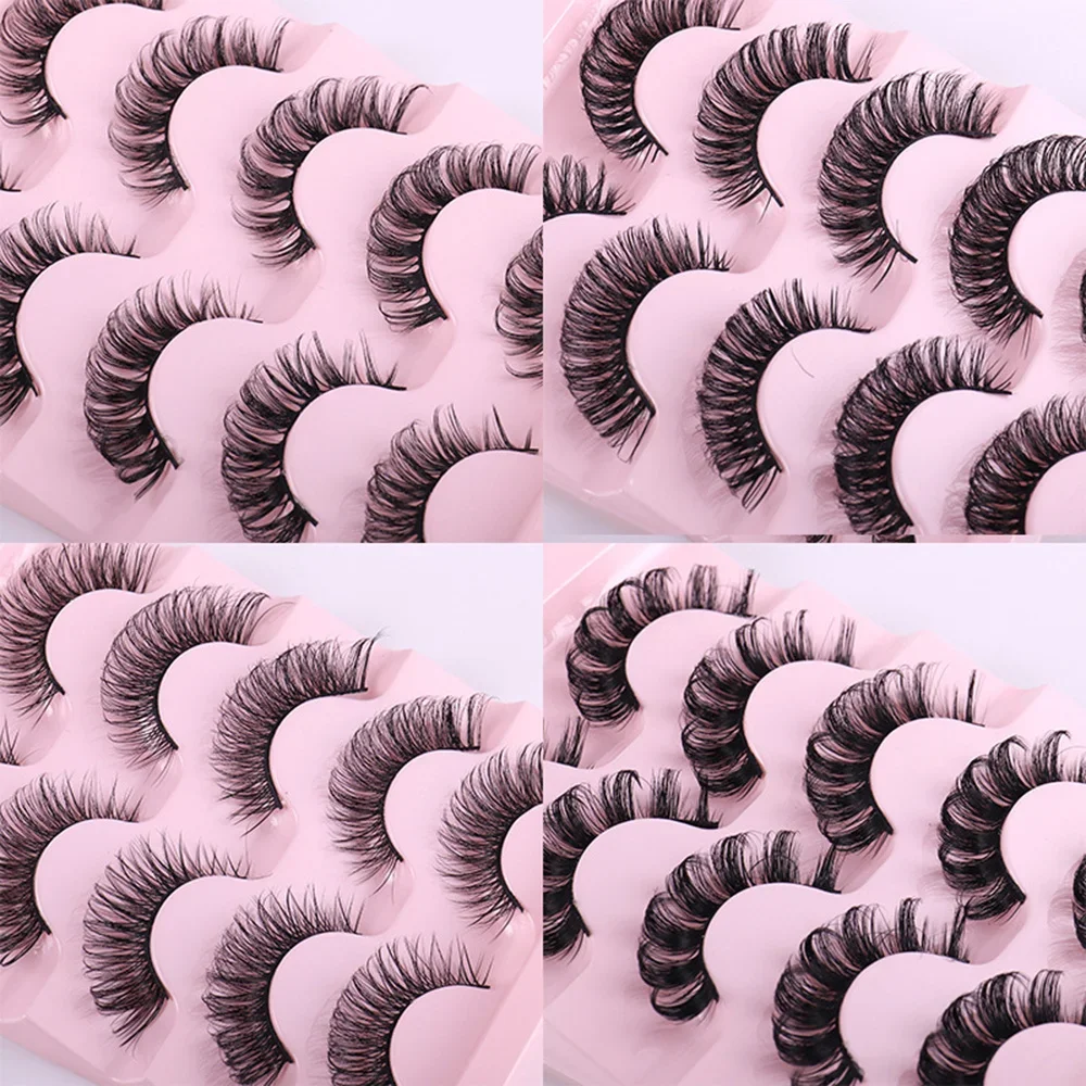 Hot Selling 5 Pairs Thick Dense Curled False Eyelashes Full Stripe Lashes Natural Fluffy 3D Fake Lashes Makeup Kits