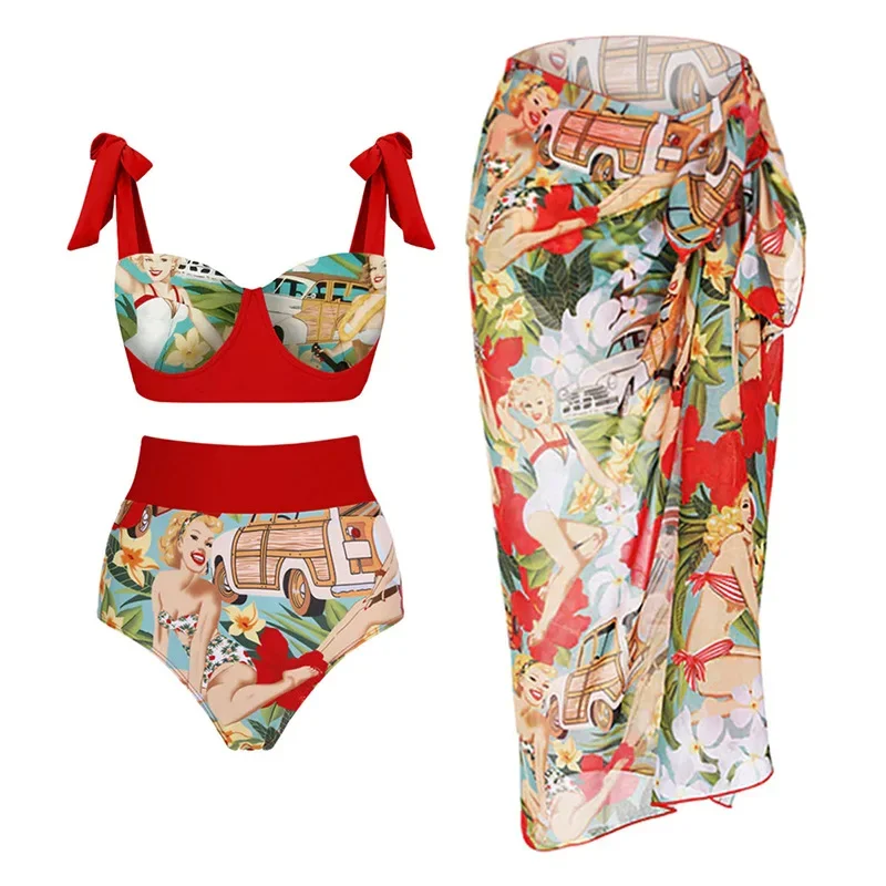 Double -sided Wear One Piece Swimsuit Women Print Swimwear Women Bow Swimwear Bathing Suit Beachwear Monokini Swim Bathing Suit