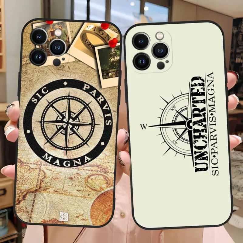 Sic Parvis Magna Uncharted Phone Case For Iphone 11ProMax 13 14 12 Pro Max Mini Xr X Xs 6 6s 7 8 Plus Funda Shell Cover