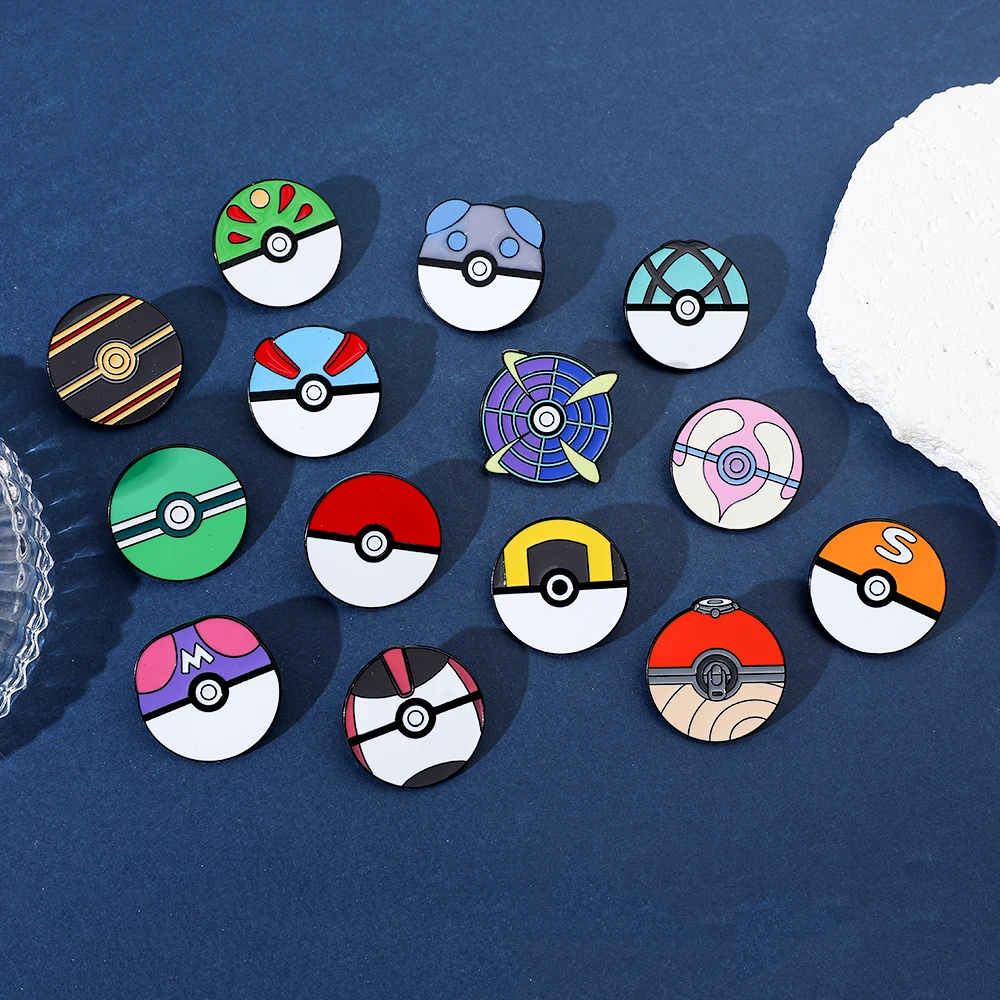 14 Pcs Cartoon Brooch Minimalist Poké Ball Great Ball Enamel Pin Backpack Clothing Jewelry Metal Badge Accessories Gift view 6