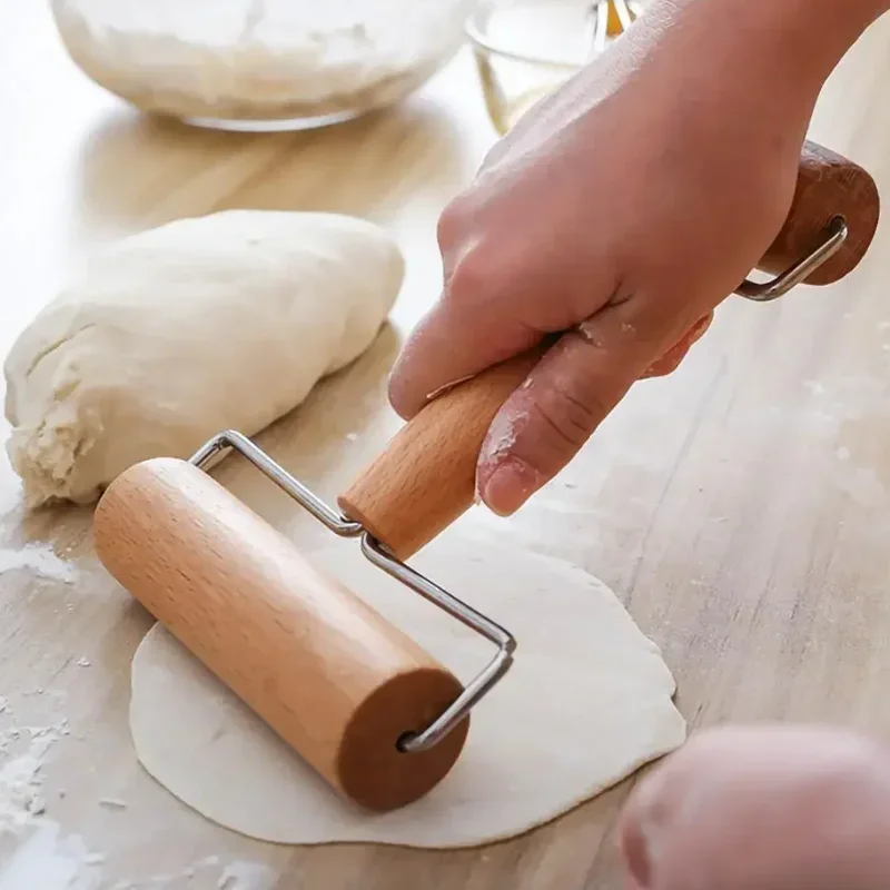 1 Rollstab und Pizza-Toaster-Trommel, Holz-Back- und Nusszerkleinerungswerkzeug, Küchenutensilien