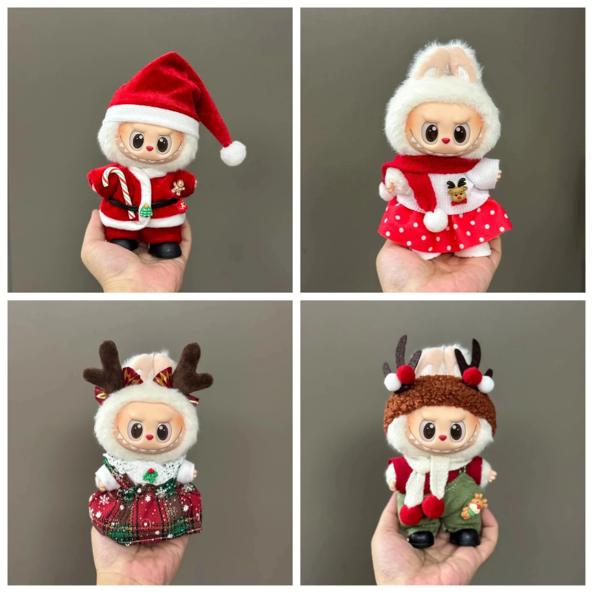 

17 см мини-плюшевая кукла, одежда, аксессуары для Кореи Kpop Labubu V1 V2 V3, рождественский комбинезон, комплект шляп, одежда