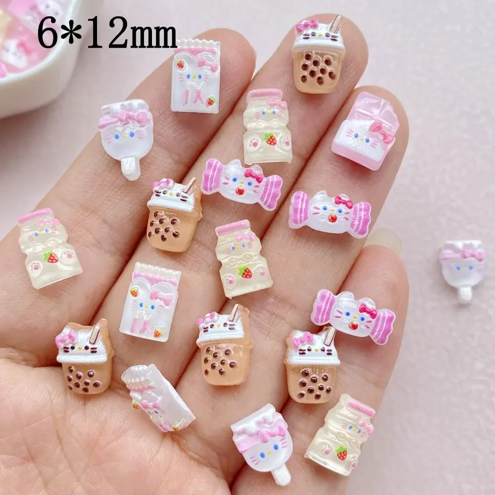 50Pcs Cartoon Food Toy Drink bottle Cat Ice Cream Chocolate Resin Wearing Armor Flat back Nail Art DIY Scrapbook Crafts