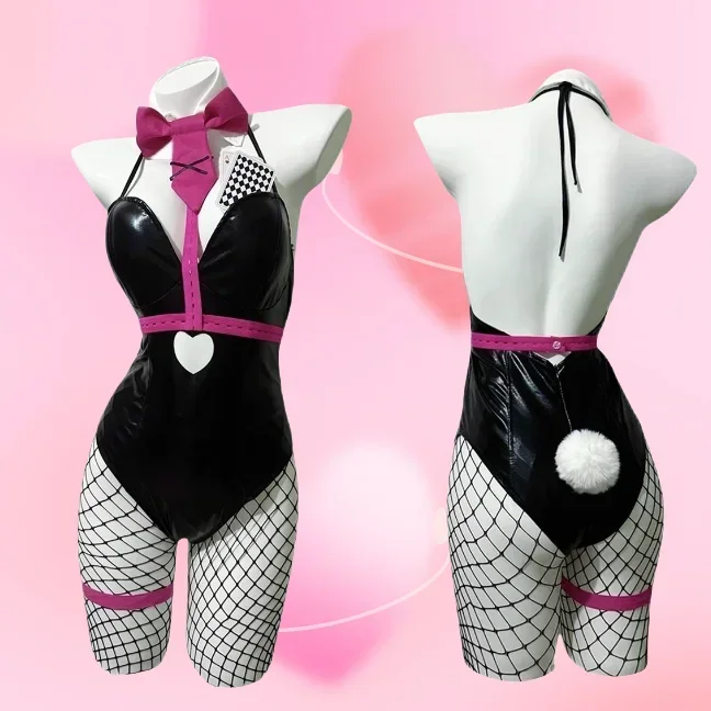 

2026 Anime Rabbit Black Leather Cute Bodysuit Accessories For Women Bunny Girl Sexy Cosplay Cosplay Comic Con Roleplay Outfits