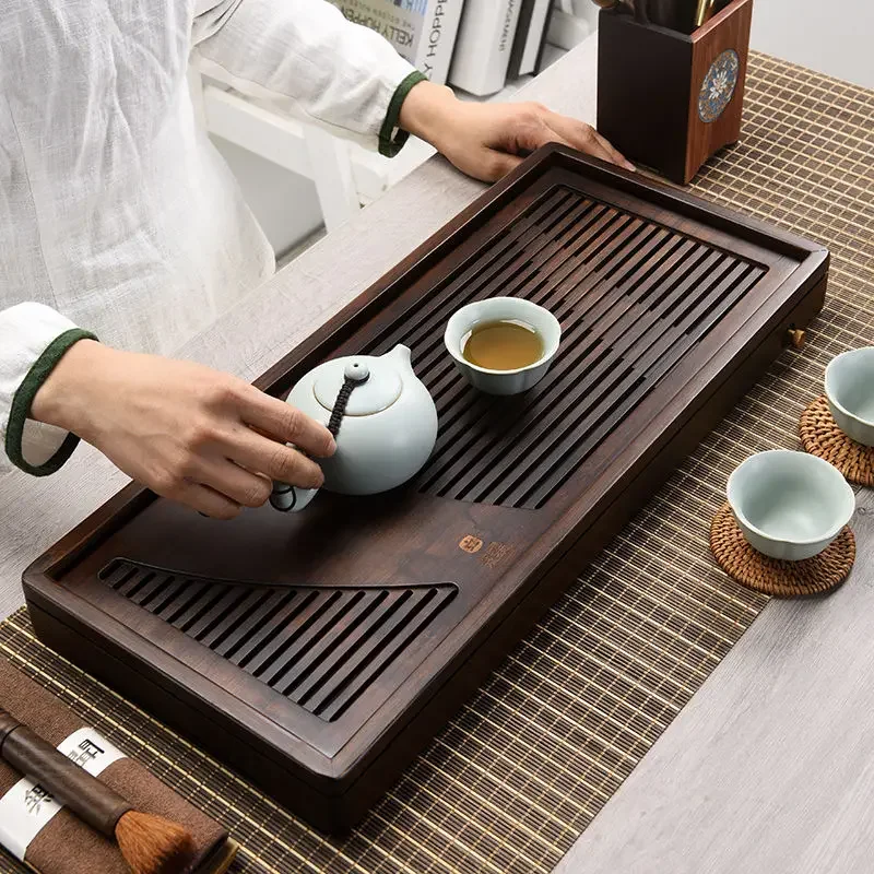 Solid Wood Tea Tray Drainage Water Storage Kung Fu Tea Set Drawer Tea Board Table Chinese  Ceremony Tools