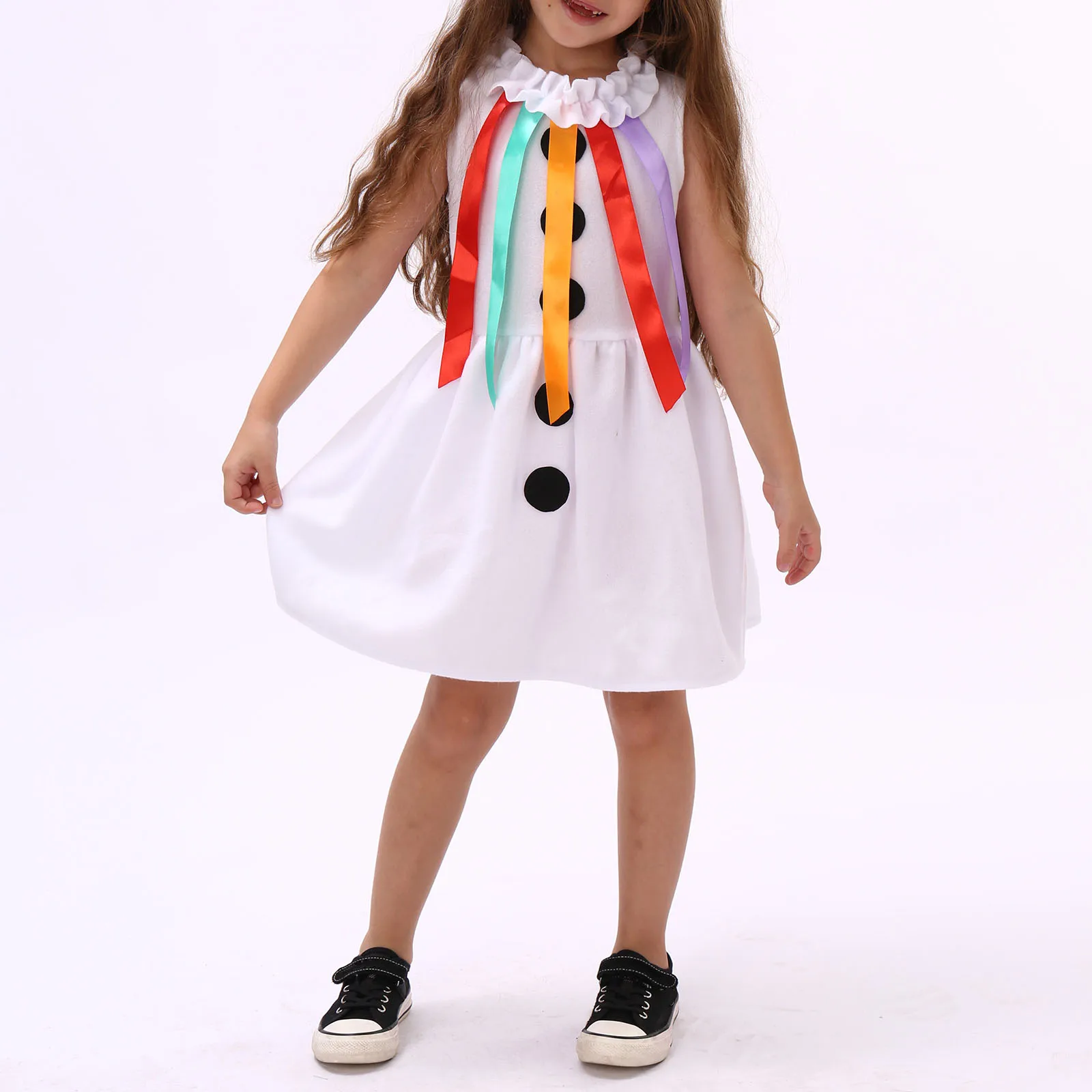 زي عيد الميلاد للأطفال الأولاد ذو قيمة ممتازة، بدلة قفز مرقعة بأكمام طويلة ورقبة دائرية ووشاح زي رجل الثلج التنكري