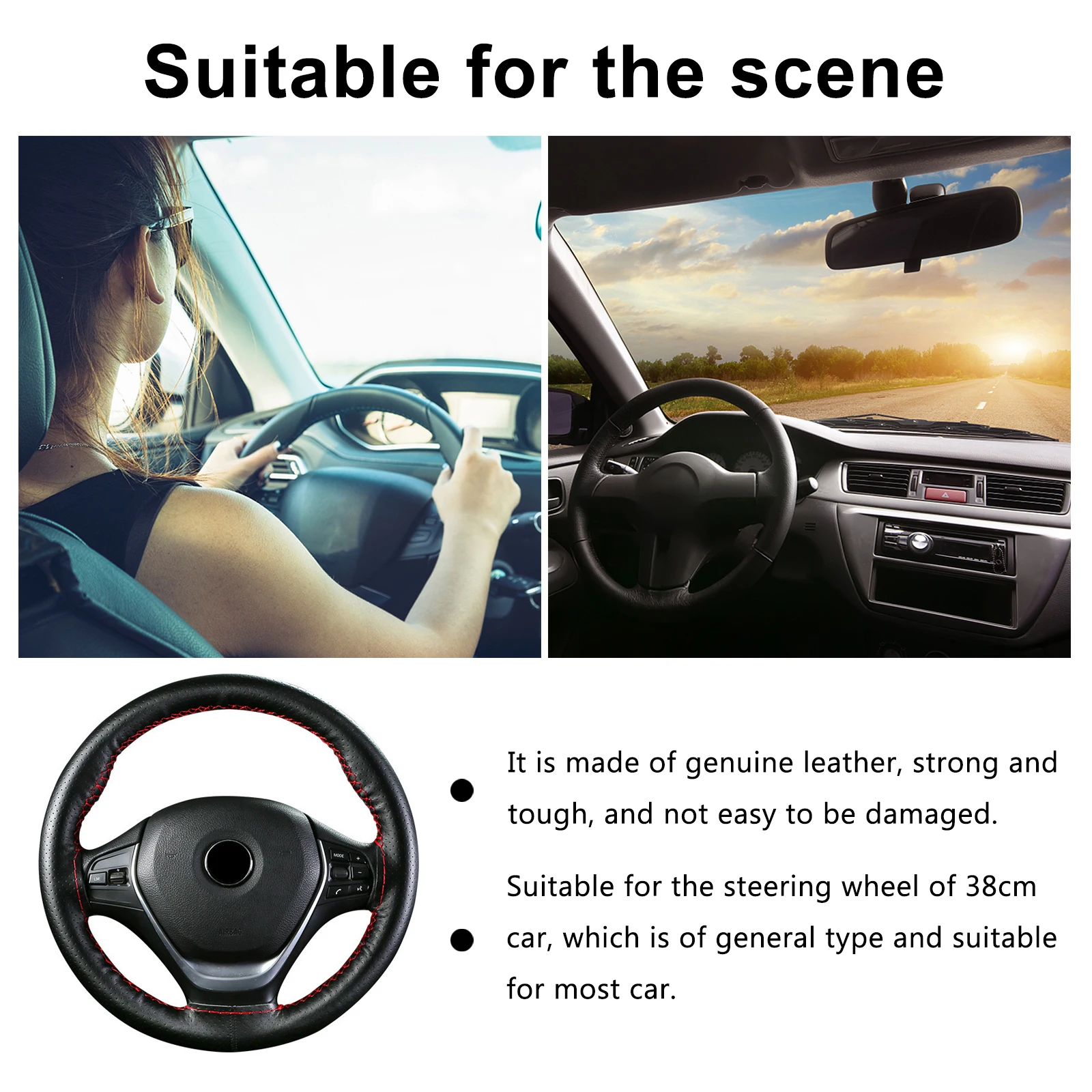 

Steering Wheel Cover 38cm Protector Eco Friendly Vibration Buffer Sleeve For Cars Auto Interior Accessories