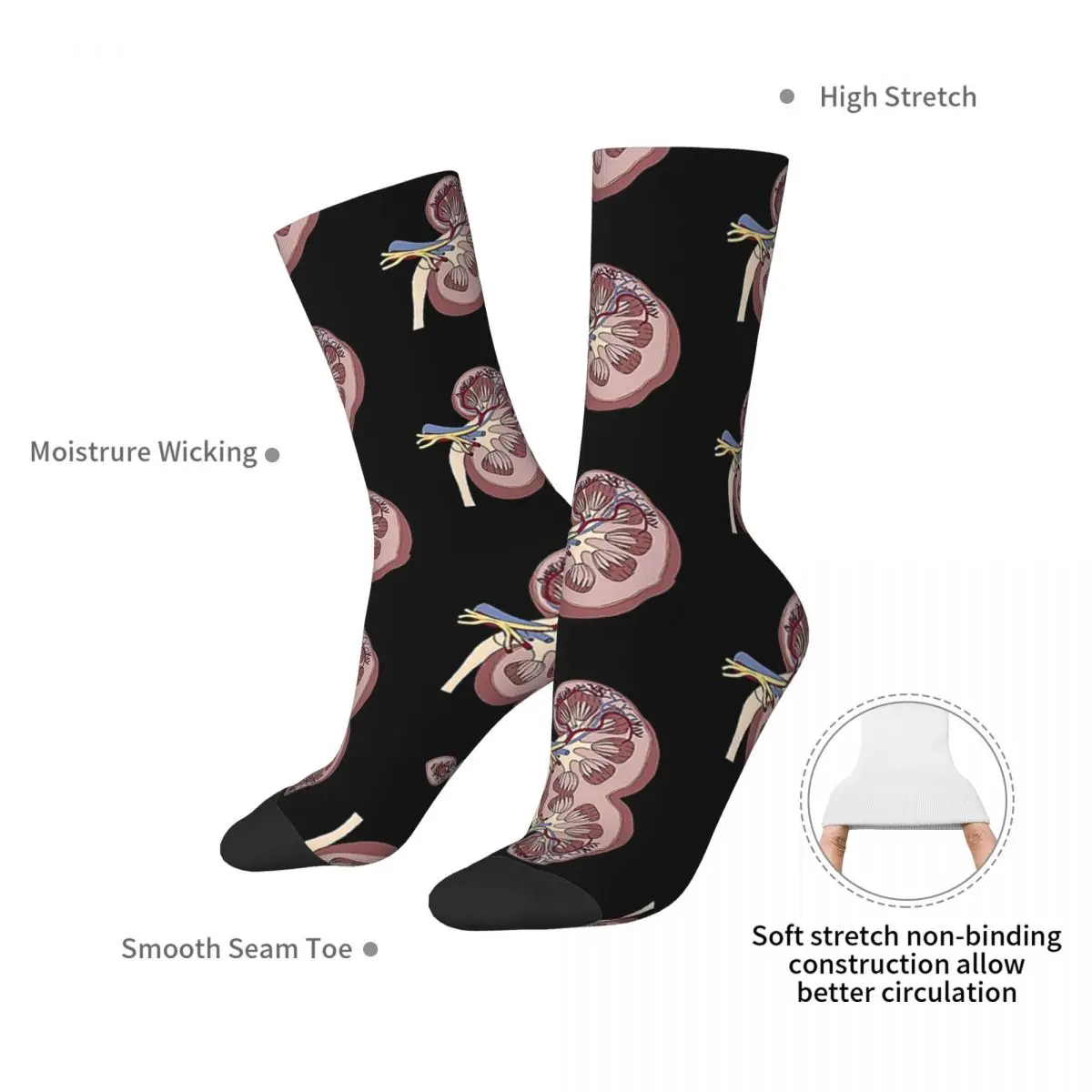 Kidney Anatomy Socks Harajuku Super Soft Stockings All Season Long Socks Accessories for Man's Woman's Gifts