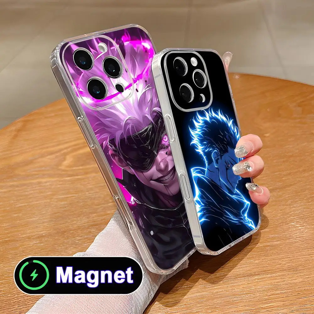 

Jujutsu Kaisen Neon Clear TPU Magsafe Mobile Phone Case for iPhone 17 16 15 14 13 12 11 Air Pro Max Plus Mini Colorful Cover