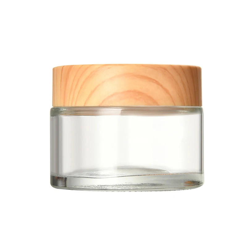 Mini Glass Jar Cosmetics Subpackage Filling Wood Grain Cap Bottle Face Cream Lipstick Storage Container Frosting Refillable