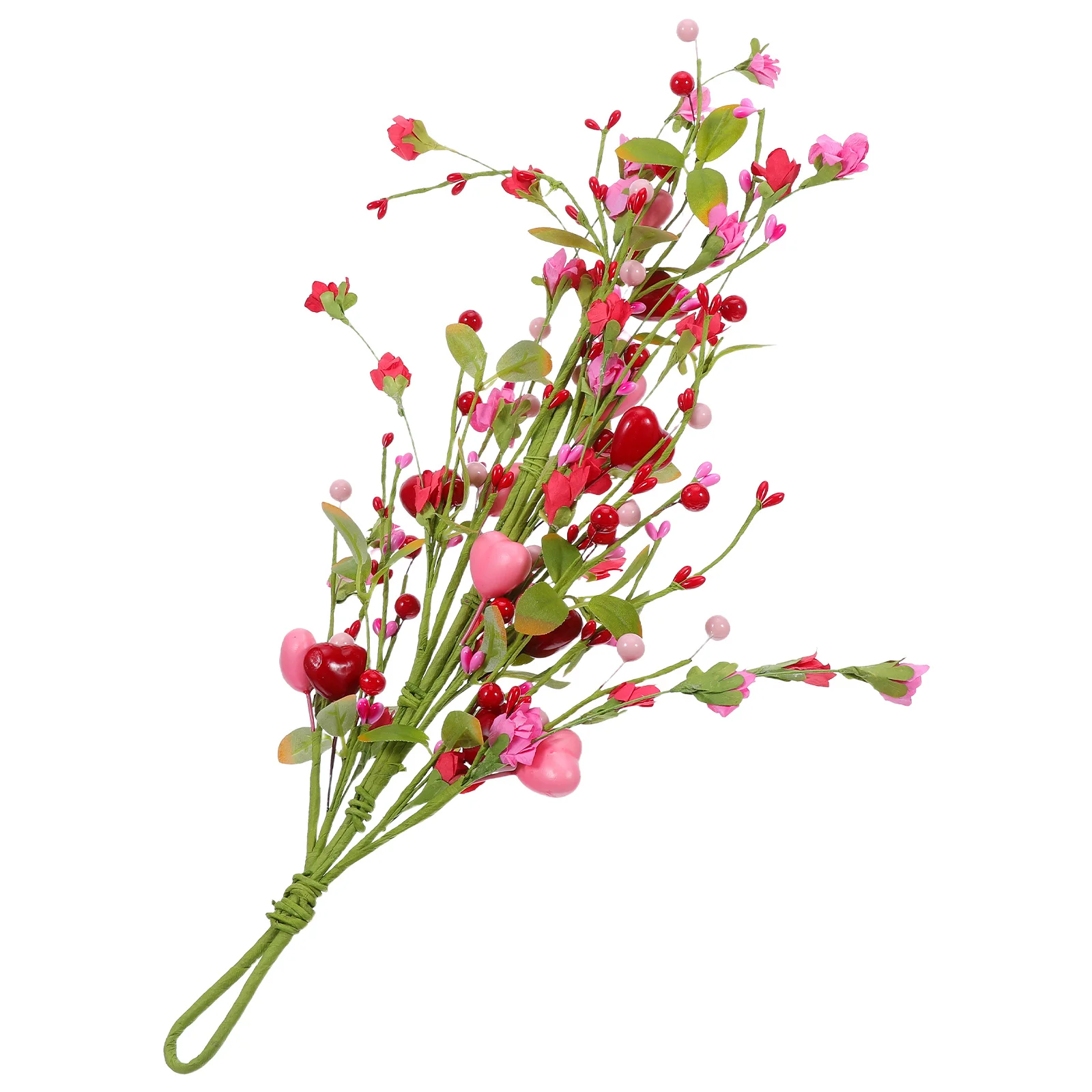 

Valentines Day Artificial Heart Teardrop Swag Flower Wreath Wall Hanging Door Window Festival Farmhouse Heart Decor 50Cm