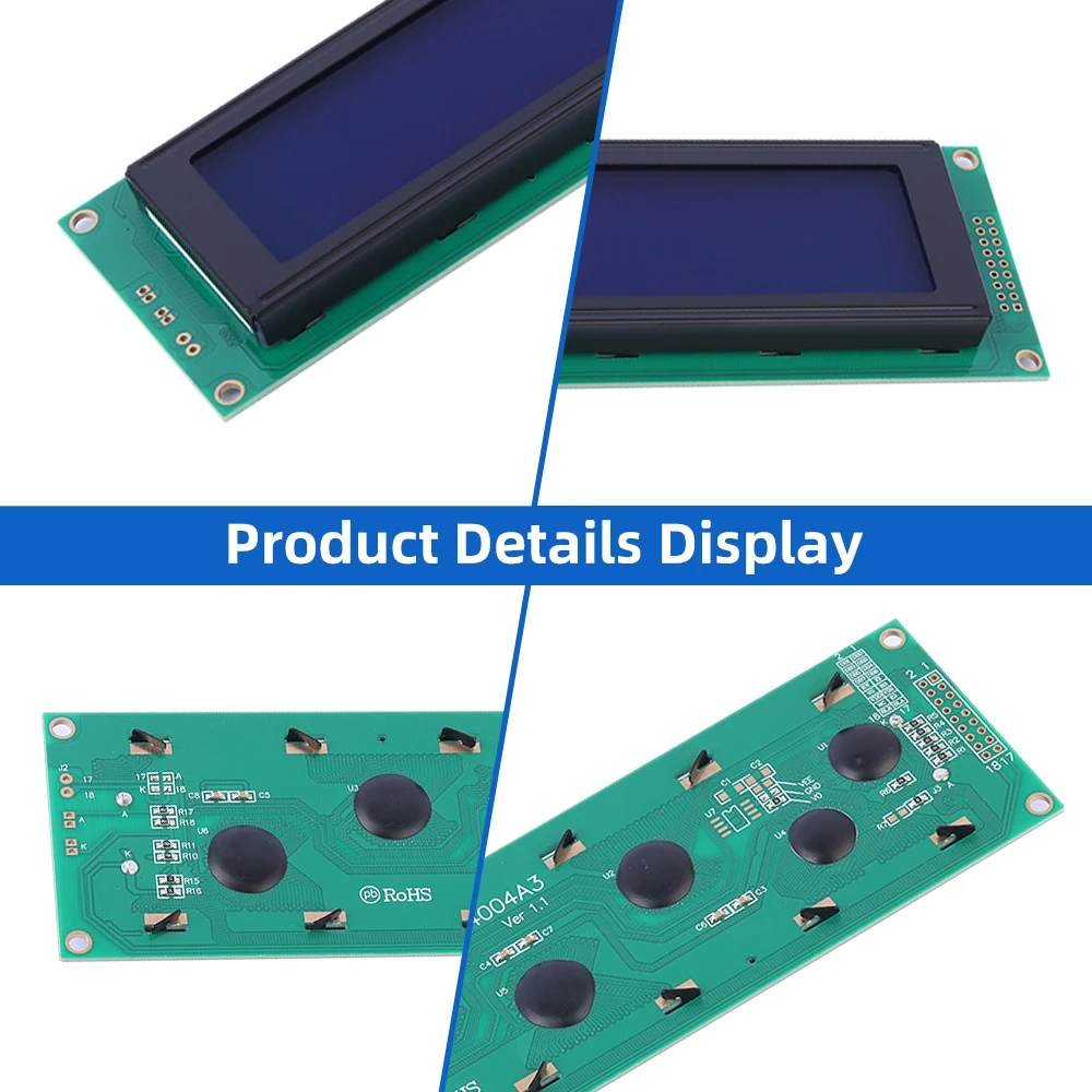 รัสเซียฟิล์มสีฟ้าตัวอักษรสีขาว 4004A3 ตัวอักษร LCD โมดูล 2X40 4004 18PIN โมดูลอินเทอร์เฟซ Controller ST7066U LED Backlight