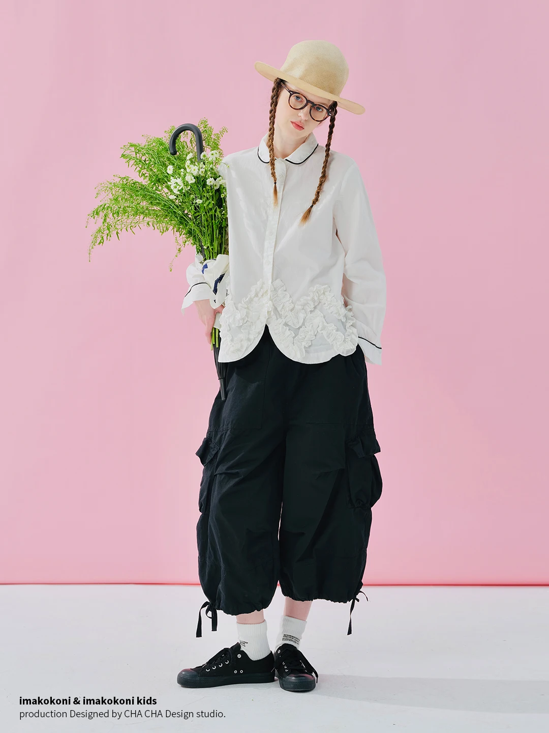 imakokoni High Waisted Cargo Work Pants Drawstring Loose Cropped Pants Women's Pants Casual Female Clothing for Women