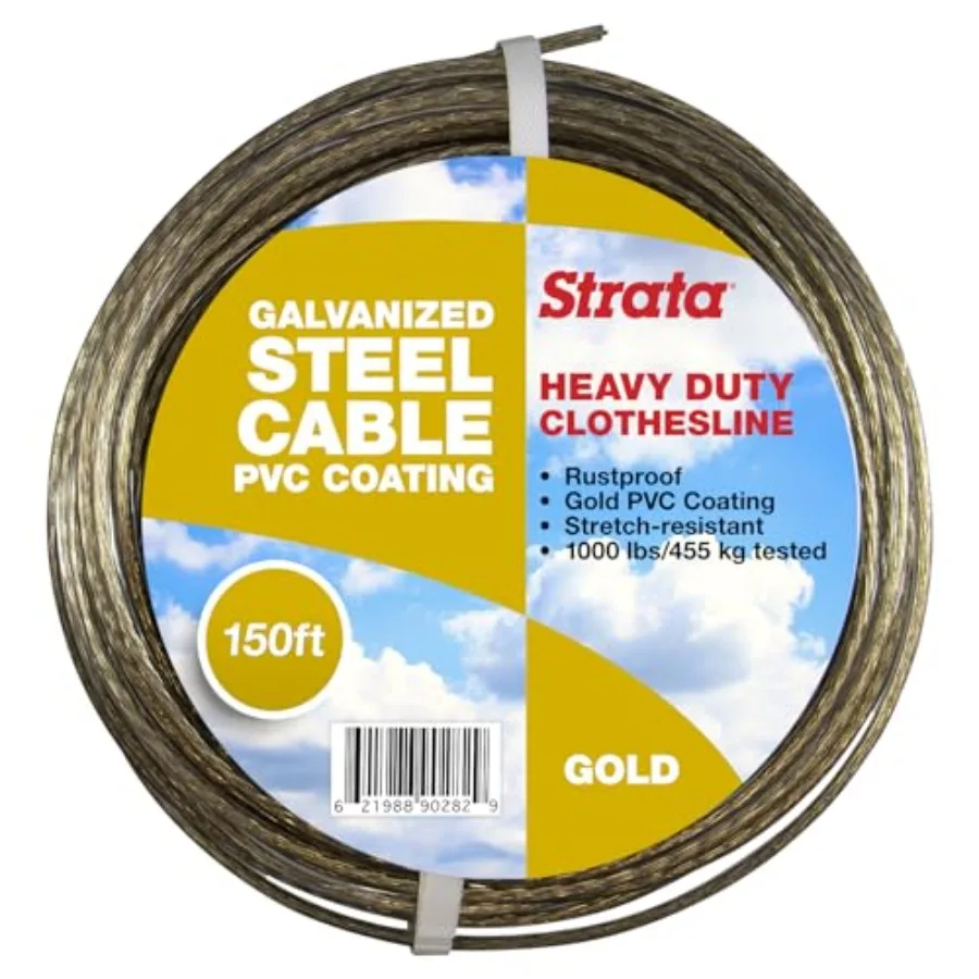 

150 Feet Clothesline Outdoor Heavy Duty Galvanized Wire Steel Cable PVC Coating - Clothes Line Wires for Outside Laundry Drying