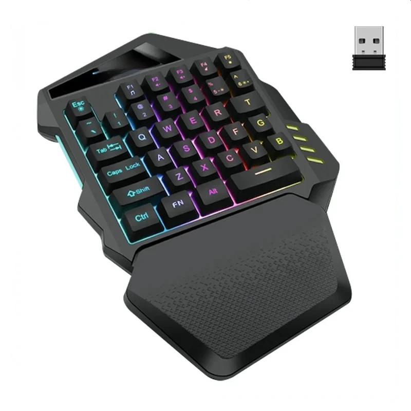 Imagem -06 - Teclado Mecânico do Jogo Um-mão sem Fio Rgb Esquerdo E-sports Pequeno Acessórios de Computador Presente 2.4g