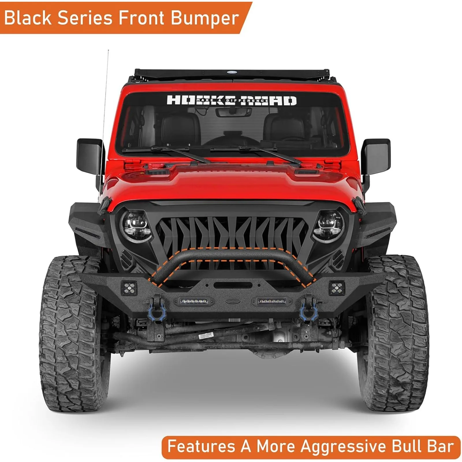 US Front Bumper for 2018-2024 Jeep Wrangler JL JLU & Gladiator JT, Offroad Steel Bumper with LED lights D-rings and Built