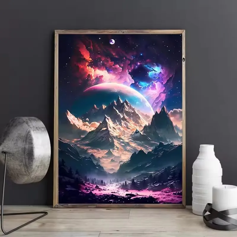 السريالية أنيمي الخيال كوكب المشهد الملصقات والمطبوعات الكون الفضاء حائط لوح رسم صورة فنية لغرفة ديكور المنزل #4