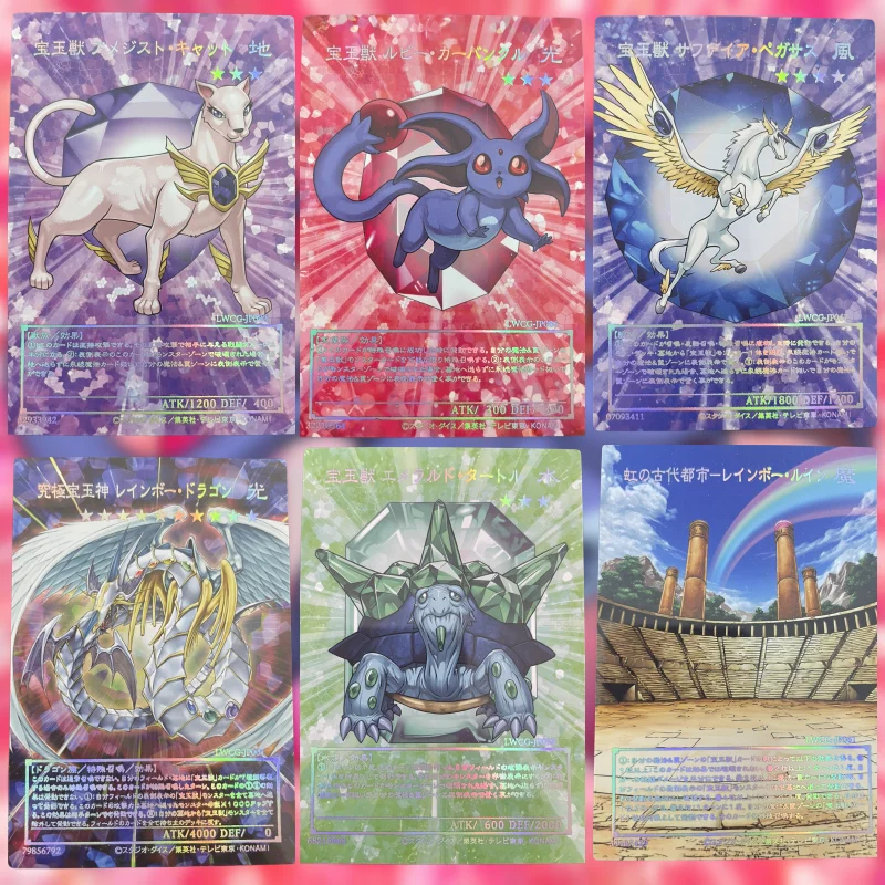 

Yu Gi Oh Cards Crystal Beast Amethyst Cat Amber Mammoth Anime Game Characters Collection Laser Relief DIY Full Picture Cards Toy