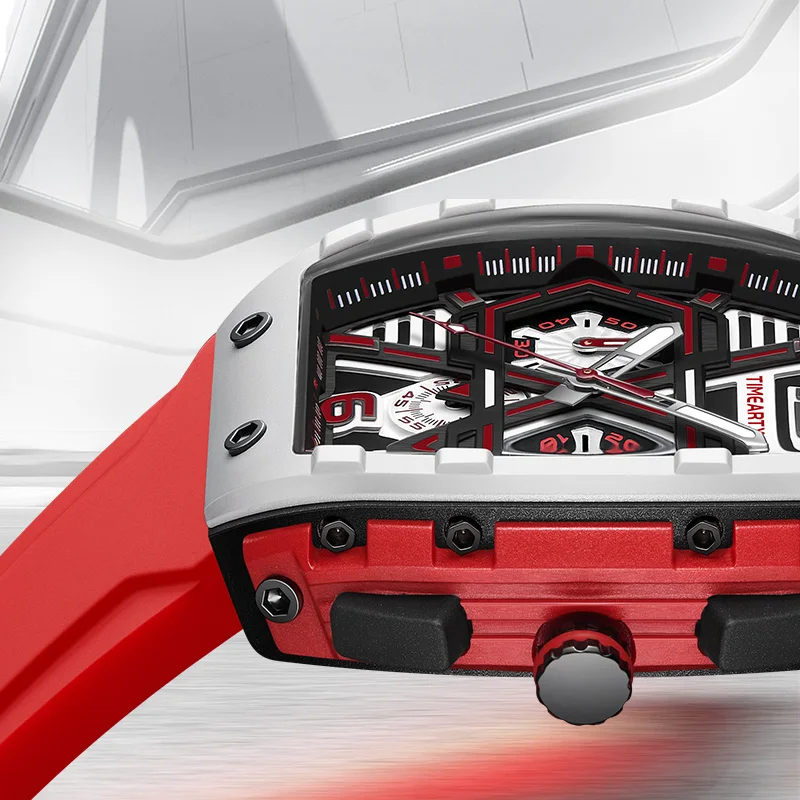 タイムアートX 5560 ビジネス多機能クロノグラフ メンズ 夜光クォーツ腕時計 ワイン樽型曲面ミラー付き