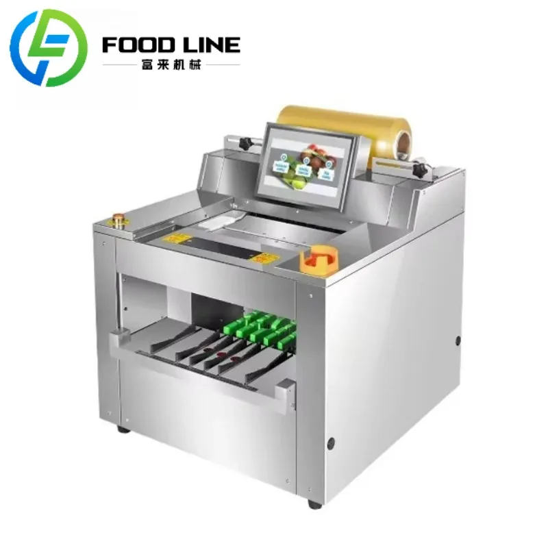 Mucosal Stretch Film Packaging Machine for Supermarket Fruits, Vegetables, Meat, Fish, and Seafood Packaging