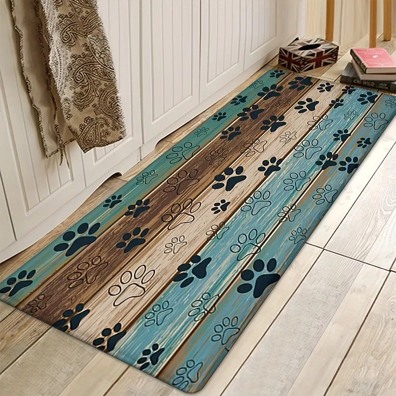 

1PC Dog's Paw pattern Kitchen Rugs Non-Slip Door Mats Pop design Living room Rugs Bath Mat Carpet for Home Sink Laundry Decor